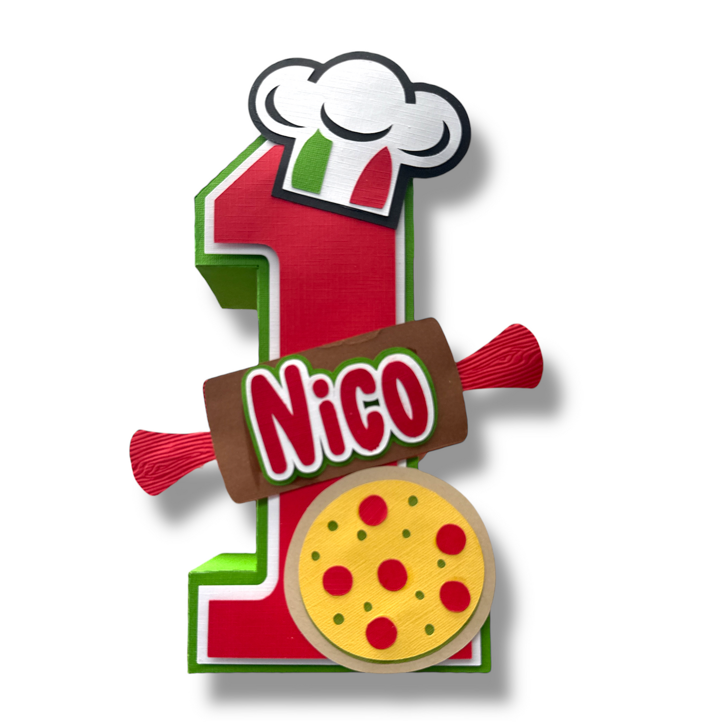 Pizza Party Table Decor – Italian Theme 3D ONE Letters – Birthday Party Sign