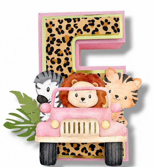 Jungle Safari pink and Gold - 3D Letters