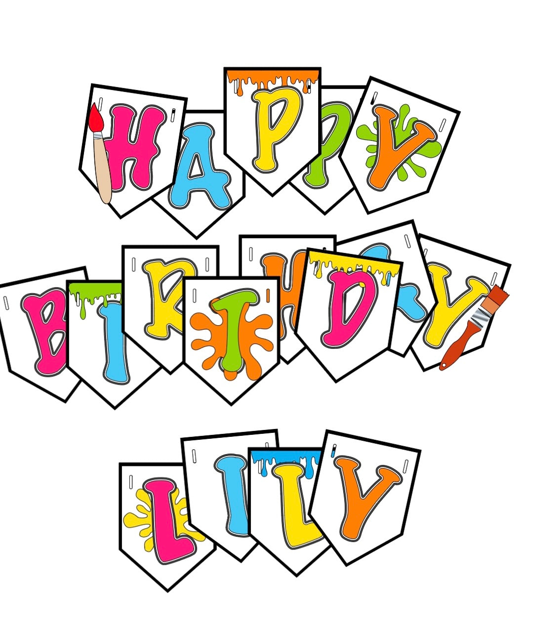 Art Paint Happy Birthday Banner