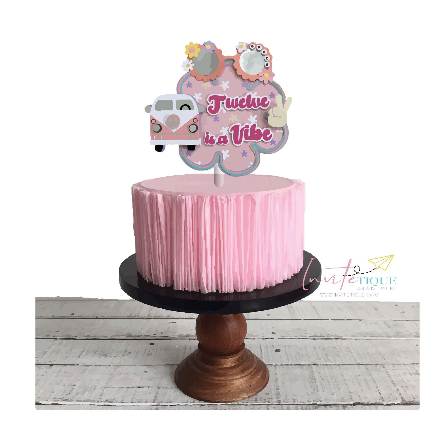 Groovy Flower shape cake topper