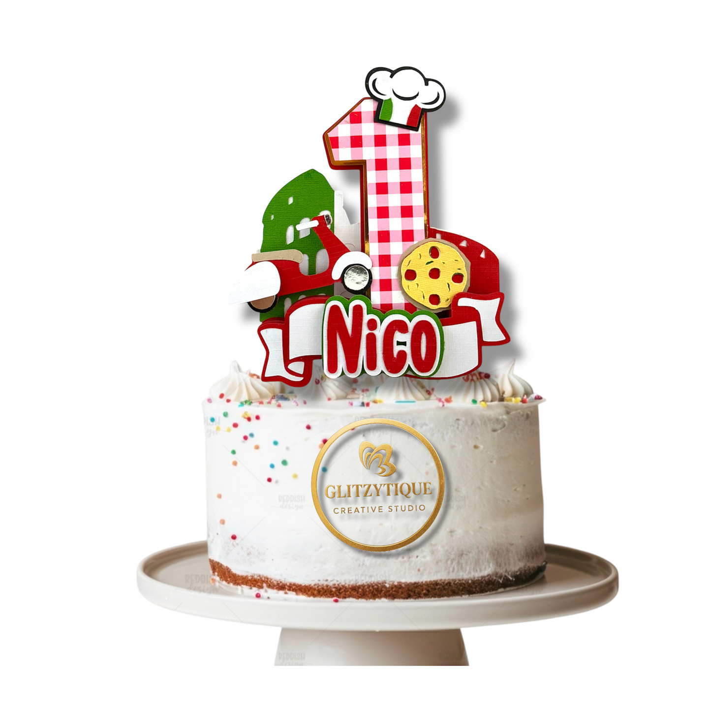 Italy Theme Birthday Cake Topper