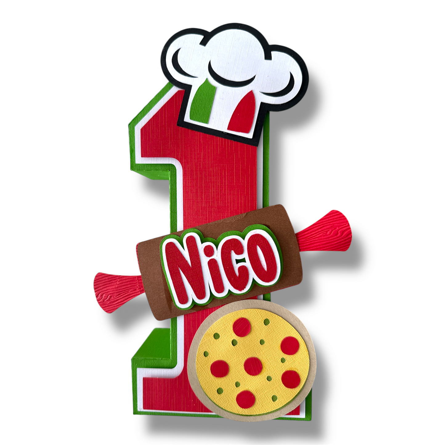 Pizza Party Table Decor – Italian Theme 3D ONE Letters – Birthday Party Sign