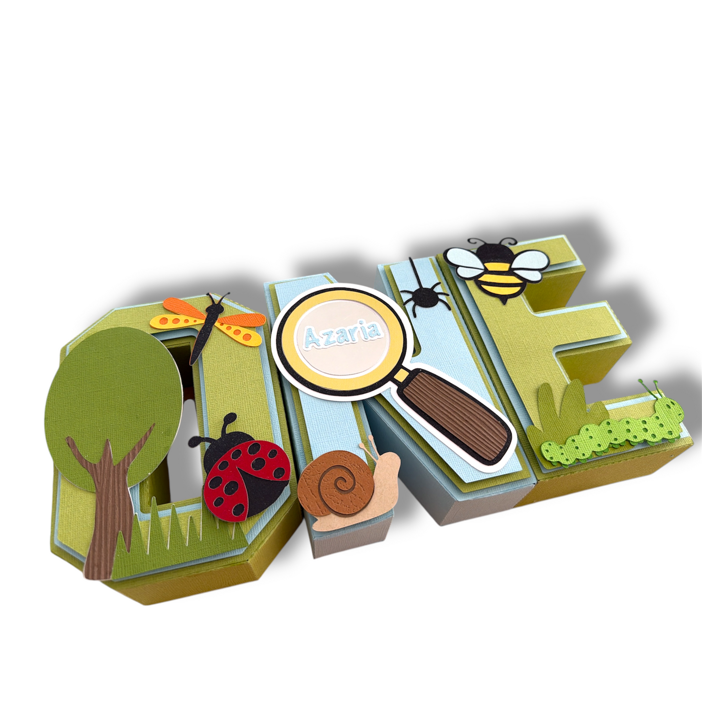 Custom Bug Theme Birthday Name Sign – ONE Letter Decor – First Birthday Party Decoration – Garden Insect Theme Photo Prop