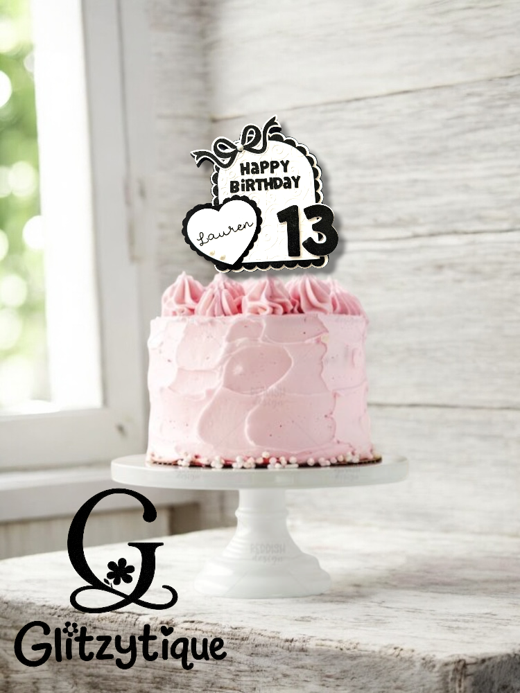 Personalized Coquette Birthday Cake Topper