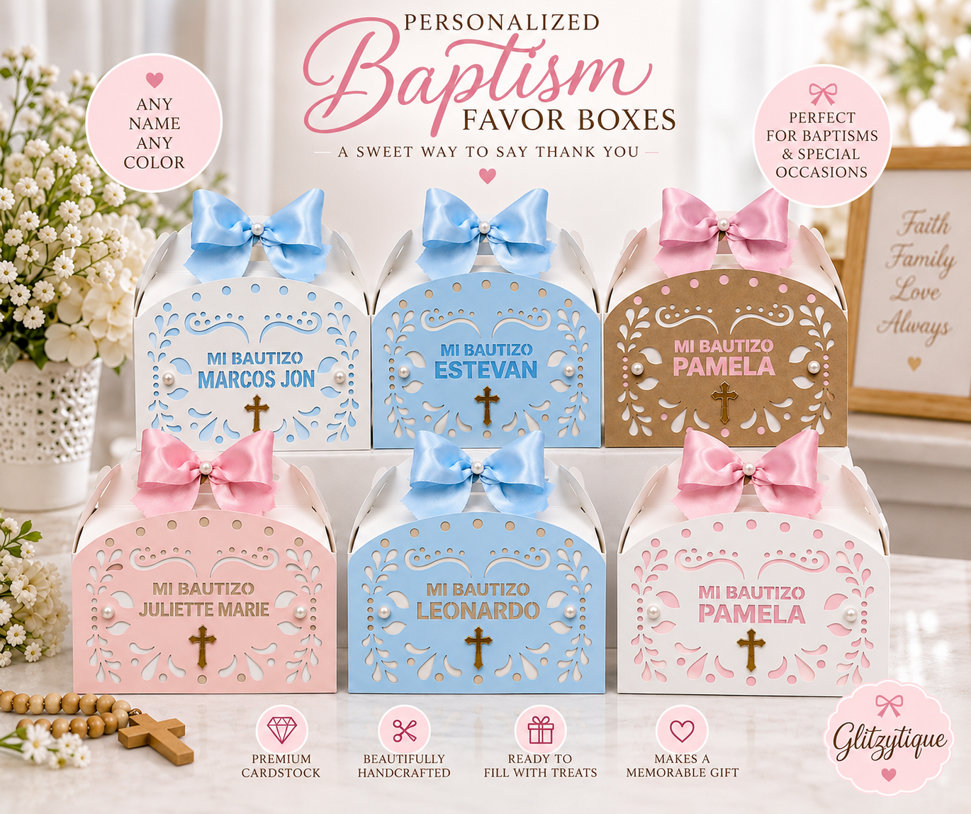 Cielito Lindo Baptism Favor Boxes | Personalized Mi Bautizo