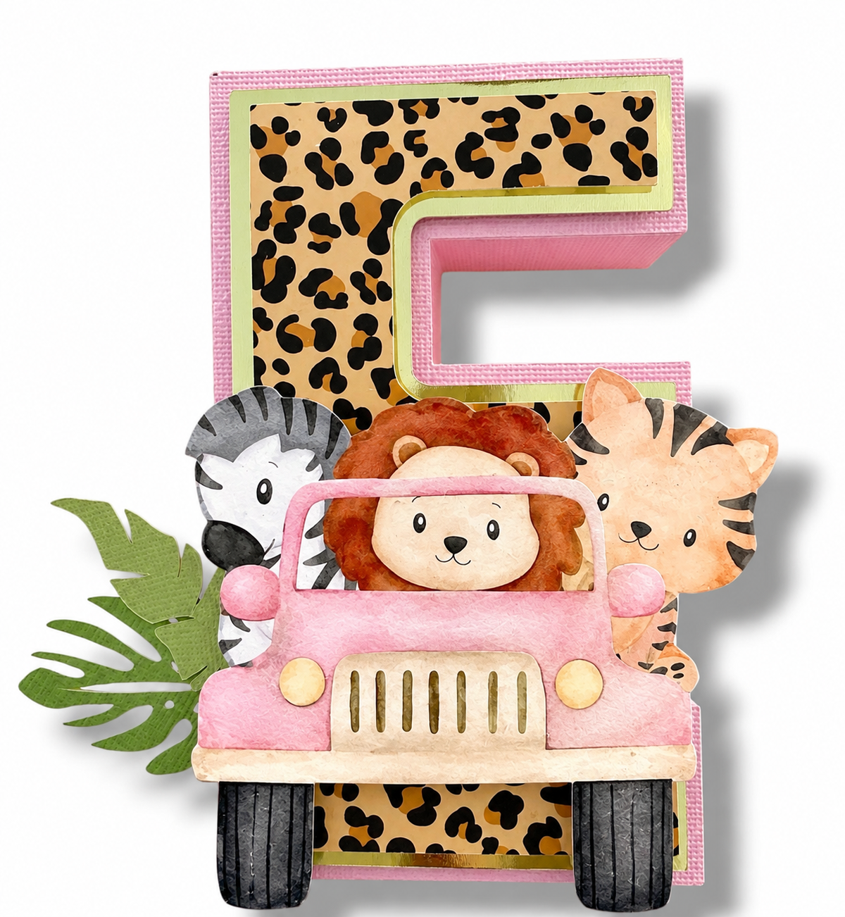 Jungle Safari pink and Gold - 3D Letters