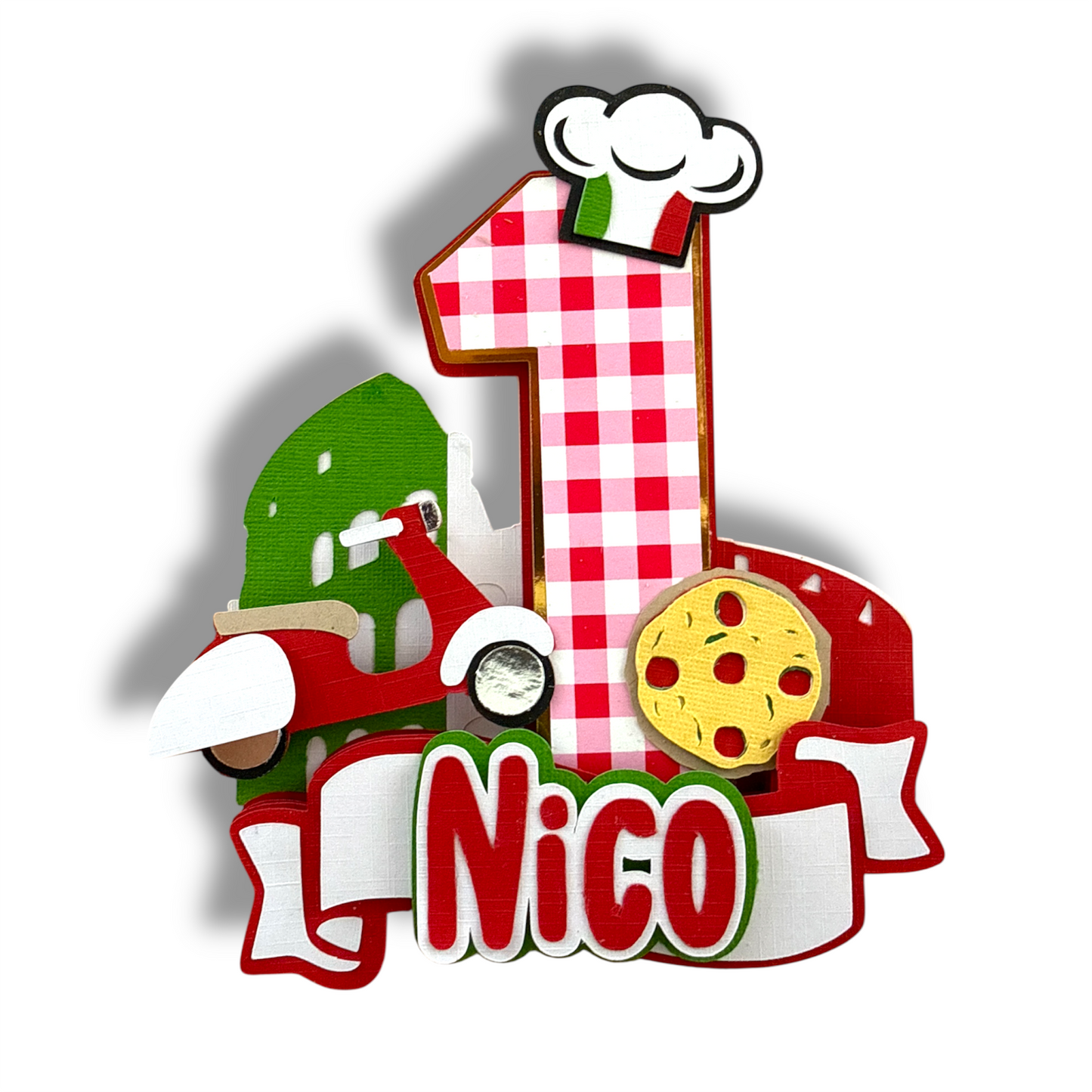 Italy Theme Birthday Cake Topper