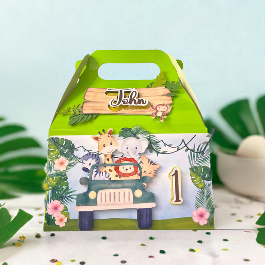 Personalized Jungle Birthday Favor Gable Box