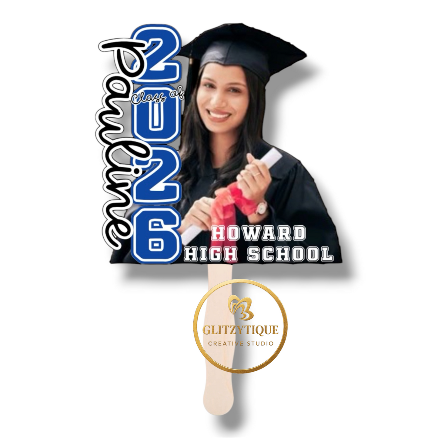 Graduation-themed photo prop with '2026  and a student in cap and gown.
