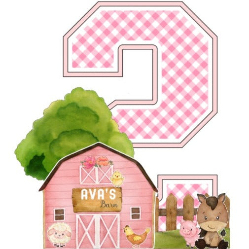 Pink Farm Birthday 3D Letters