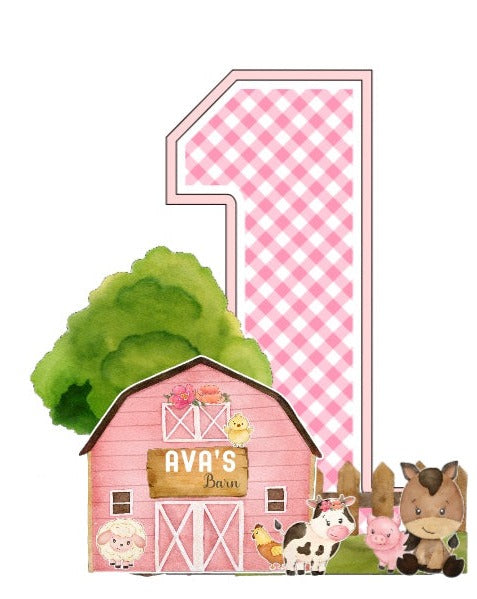 Pink Farm Birthday 3D Letters