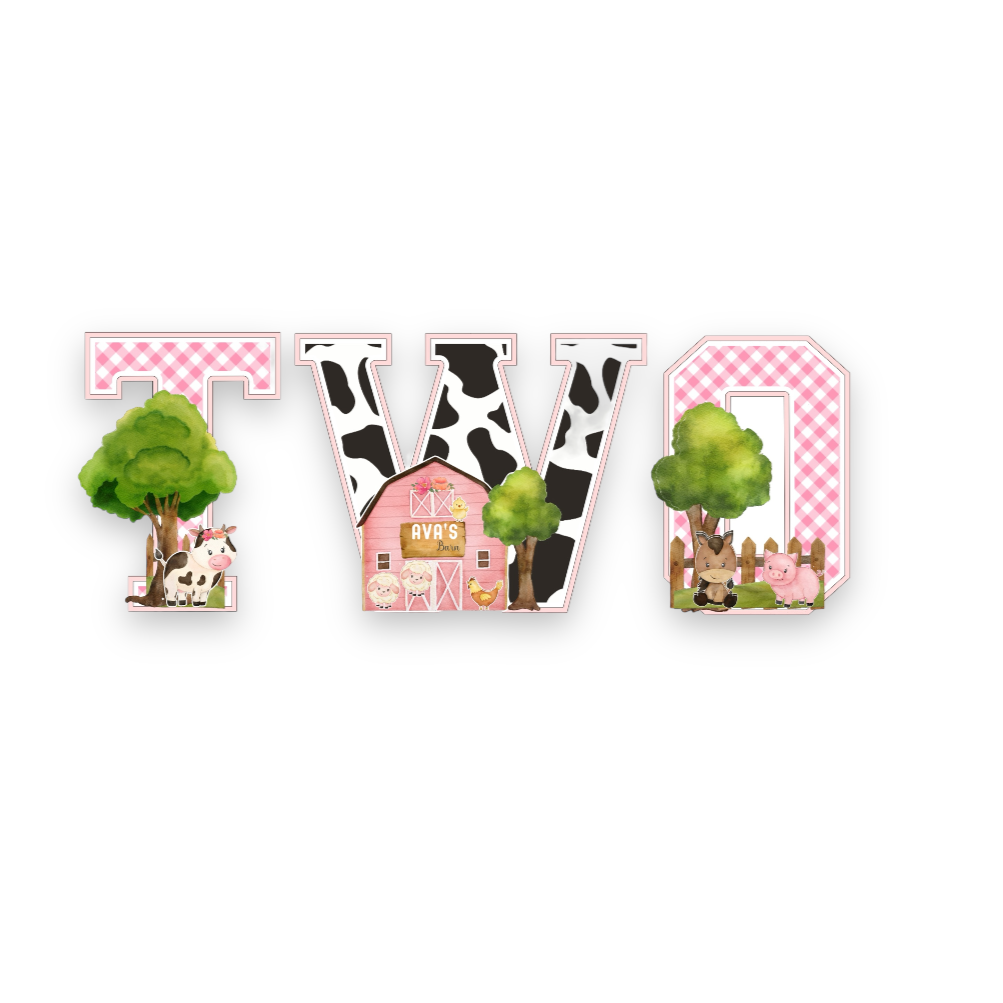 Pink Farm Birthday 3D Letters