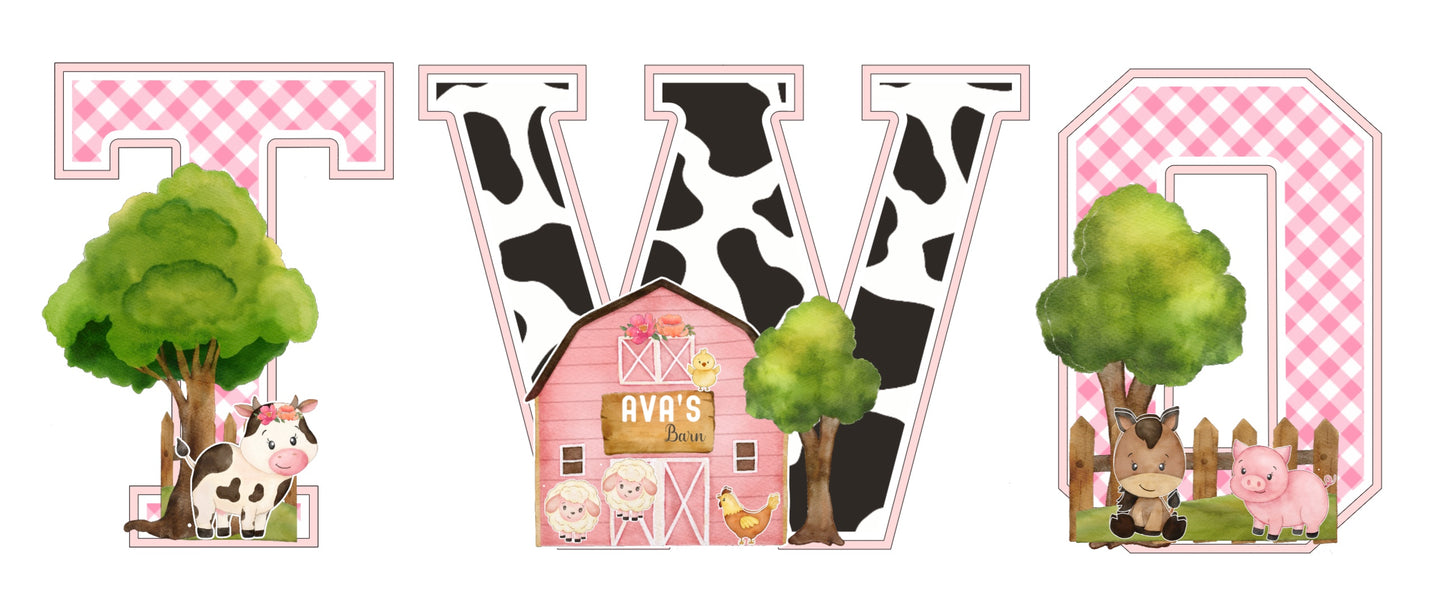 Pink Farm Birthday 3D Letters