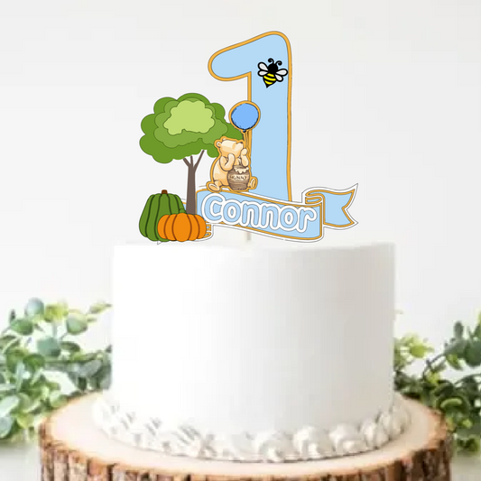 Fall Autumn pooh smash cake topper