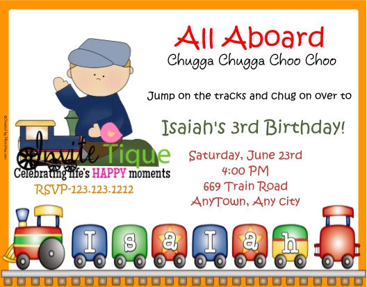 Train Birthday invitations - Invitetique