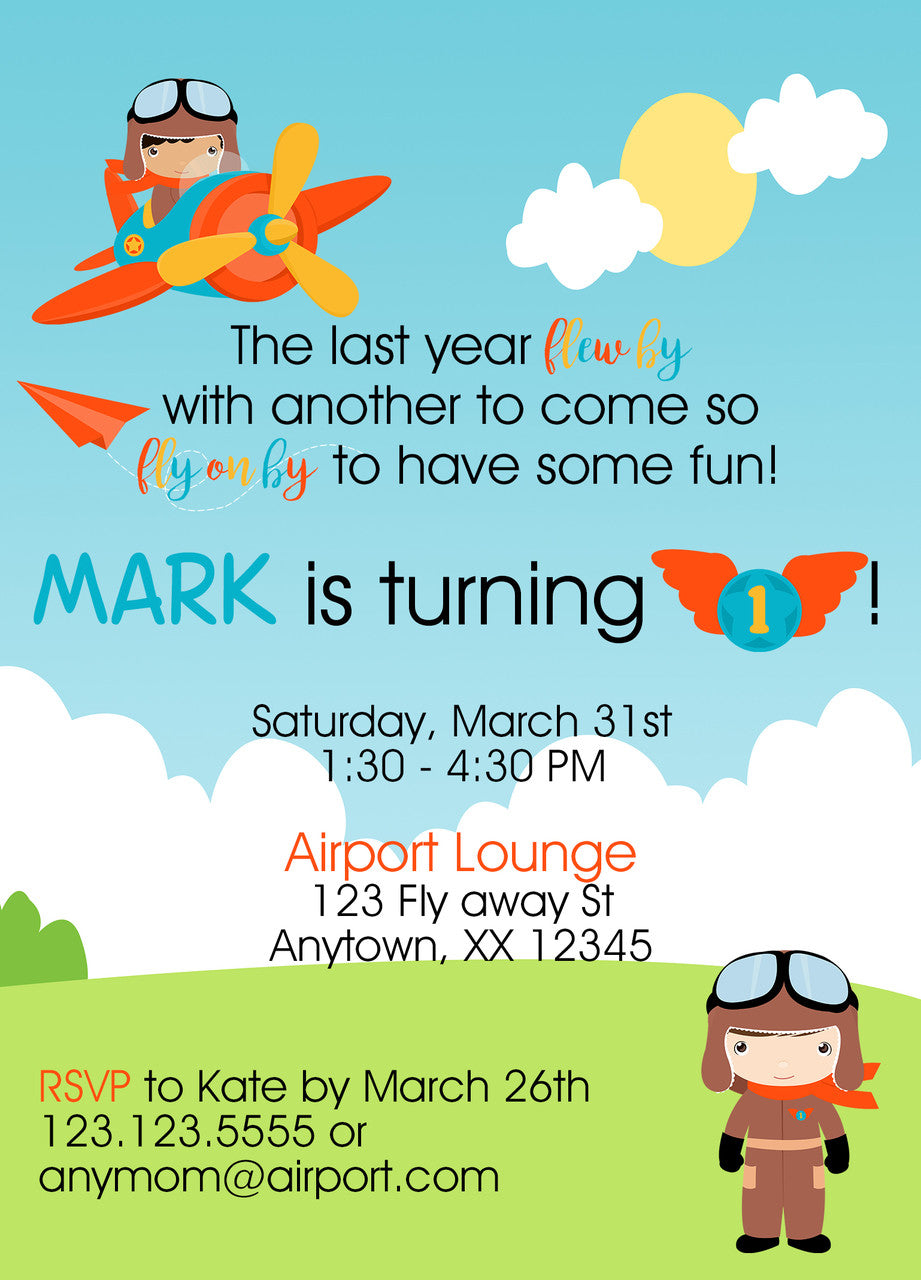 Airplane Birthday Invitations - Invitetique