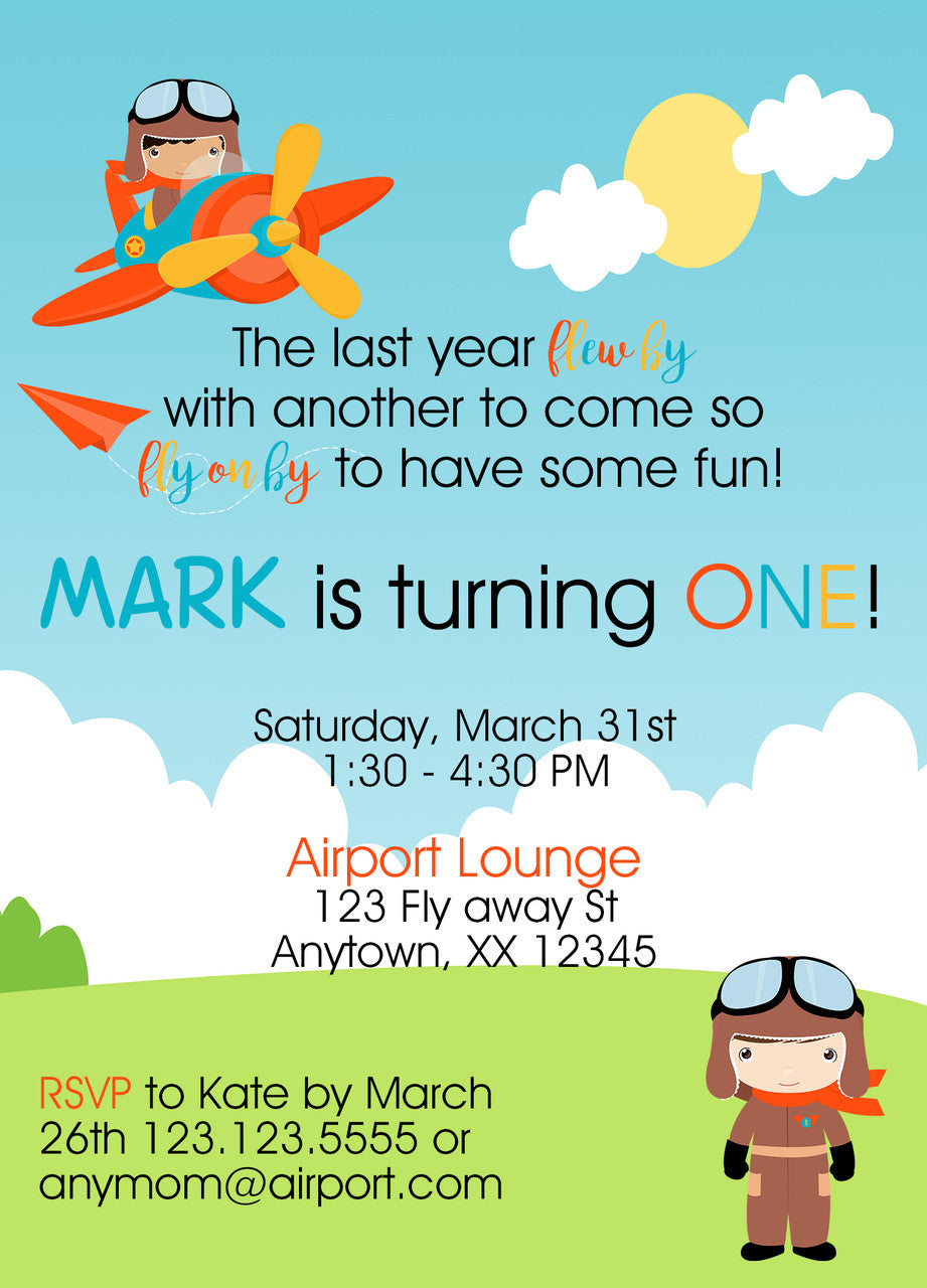 Airplane Birthday Invitations - Invitetique