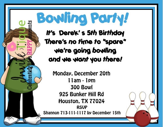 Bowling Birthday Invitations - Invitetique