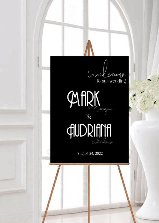 Art Deco wedding welcome poster