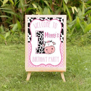 Pin cow welcome birthday sign