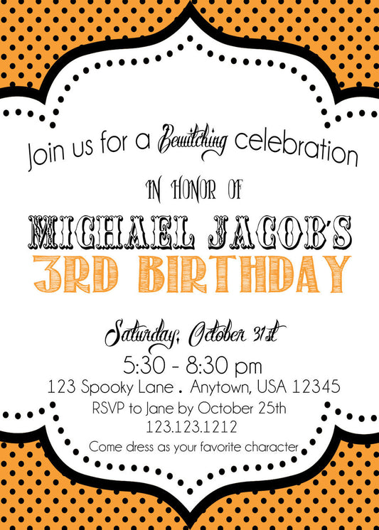 Polka Dots Halloween Invites - Invitetique