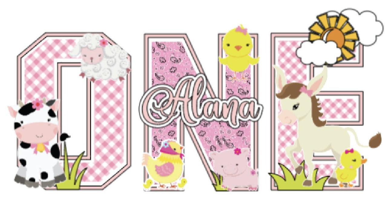 PInk Farm Animal vaca lola 3d letters decor