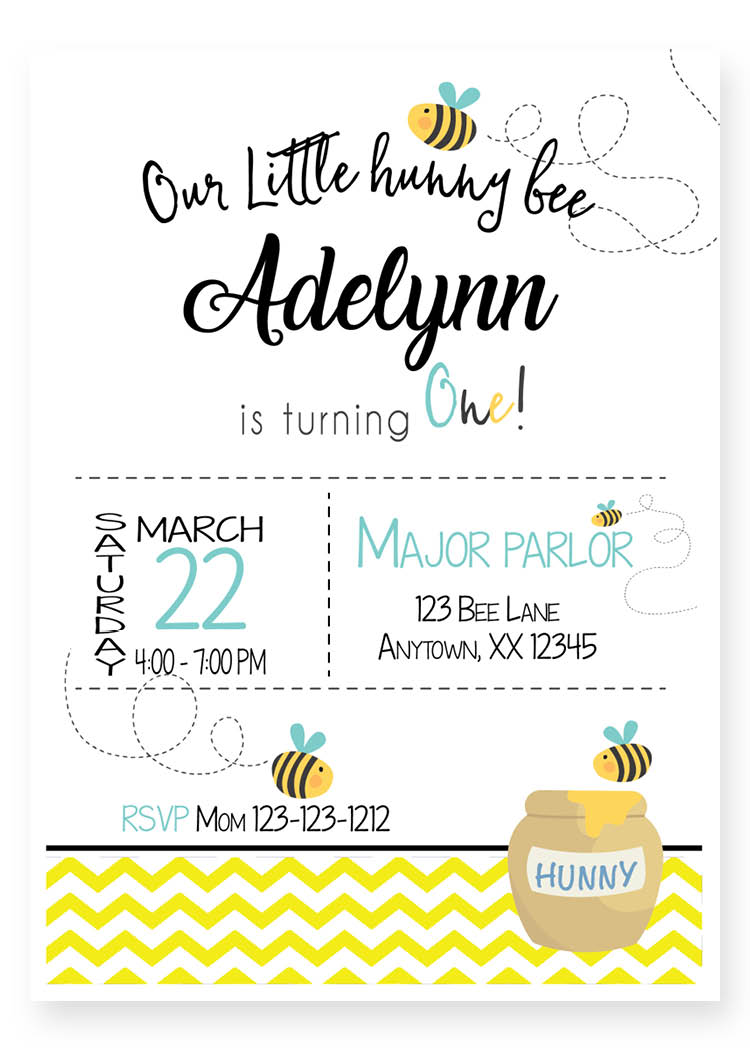 BEE FIRST BIRTHDAY INVITATION