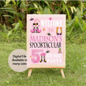 Pink cute halloween welcome yard sign