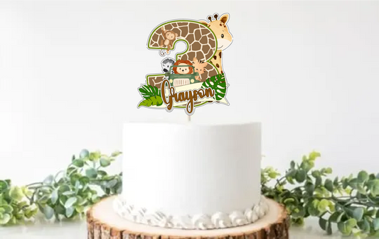 Young wild and Three Safari Cake Topper Cake