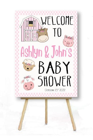 pink barnyard baby shower decoration