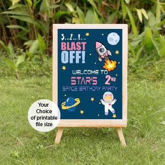 Blast off girl astronaut birthday decor