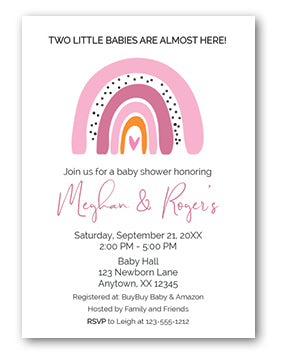 Bohemian rainbow twin girl invitation