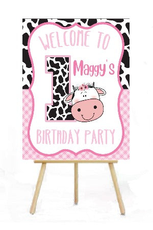 cow girl birthday personalized yard sign