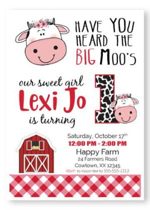 cow birthday invitation