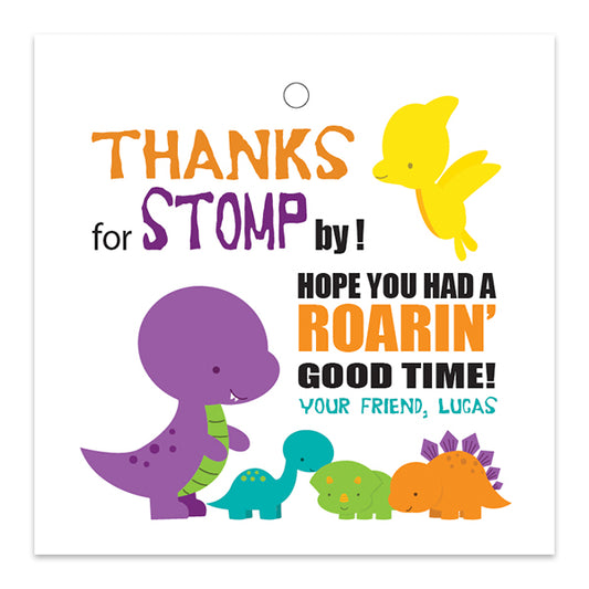 Cute Dinosaurs Party Favor Tags - Invitetique