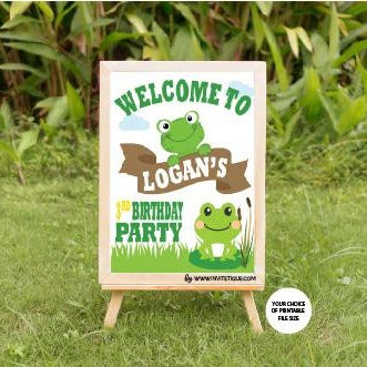 frog boy first birthday sign