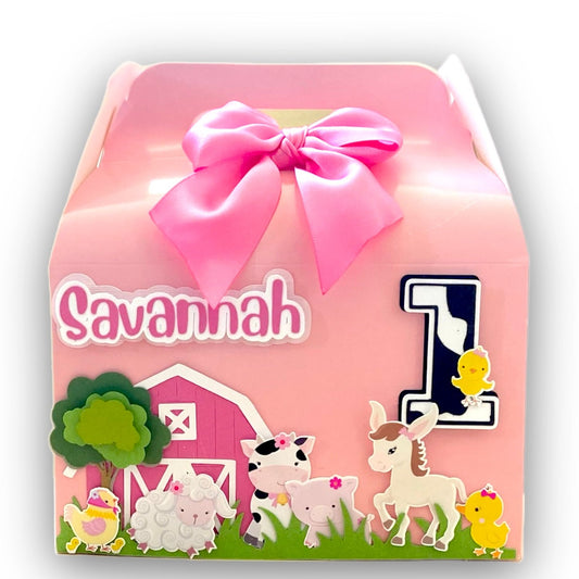 Pink Farm - Gable Favor Box