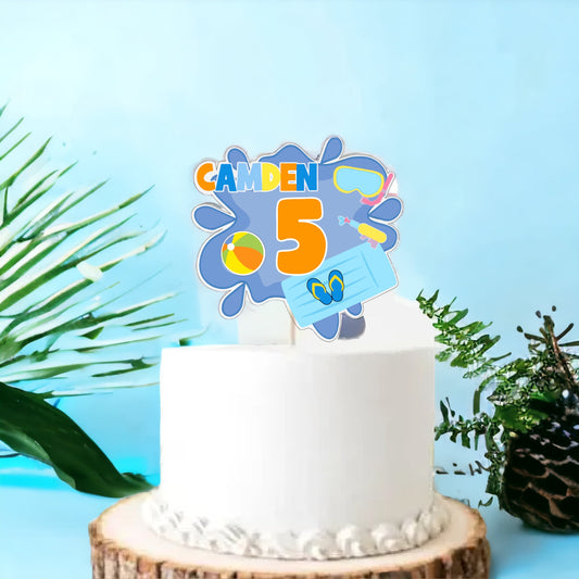 Orange pool party Cake Topper