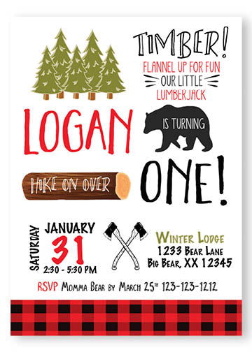 Lumberjack wild one invitation