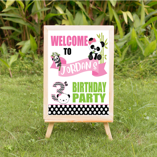 PANDA BIRTHDAY WELCOME SIGN