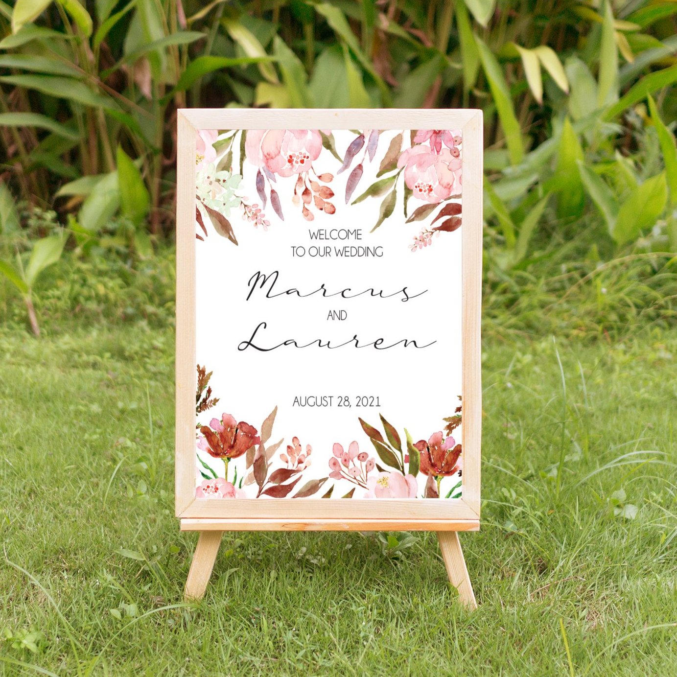 Peonies Wedding Welcome Sign - Invitetique